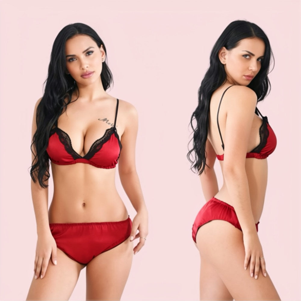 French Daina Luxury Silk satin bra set