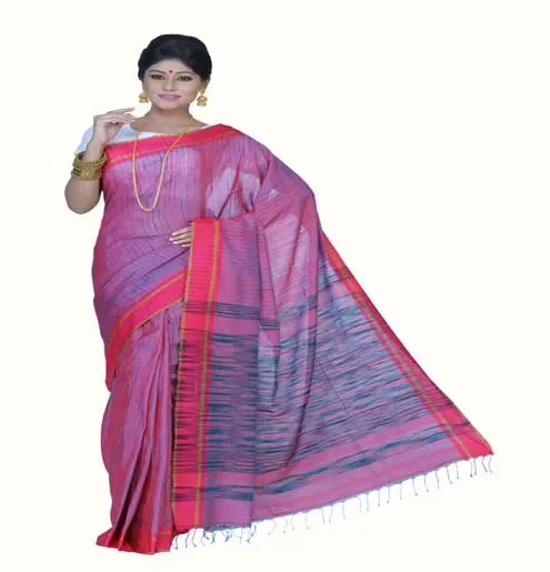 Pazaar Dark Pink Festival Saree With Matching Blouse Piece