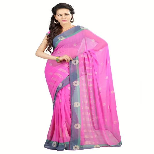 Lookslady Printed Pink Georgette Saree