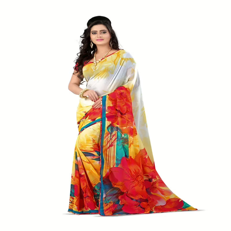 Lookslady Printed Pink Georgette saree