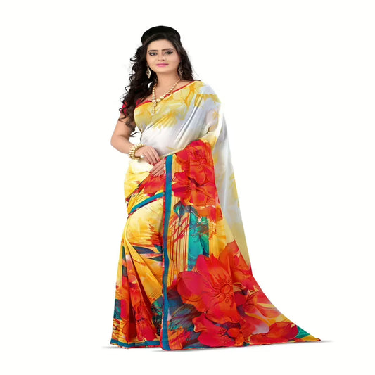Lookslady Printed Pink Georgette saree