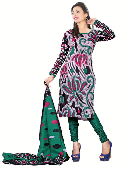 Lookslady Printed Purple Cotton Dress-Material