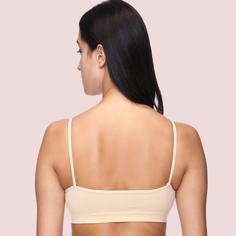 "Comfort" Beige Thin Straps Sports Bra