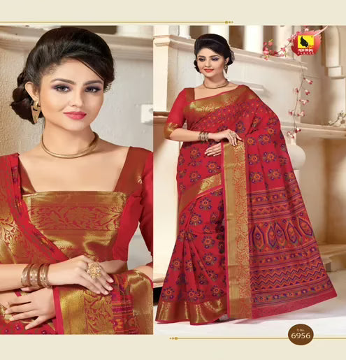 Kajri Dark Red Cotton Saree