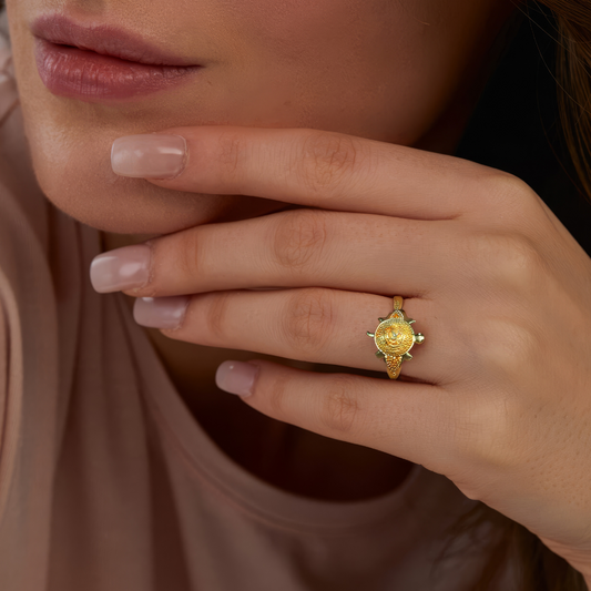 Classic Gold-Plated Engraved Ring
