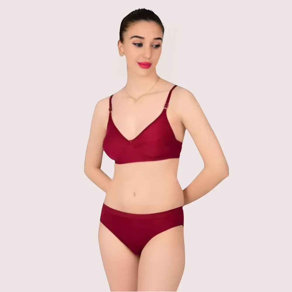 Comfortable Cotton Bra & Panty Set for Women (2 pack)