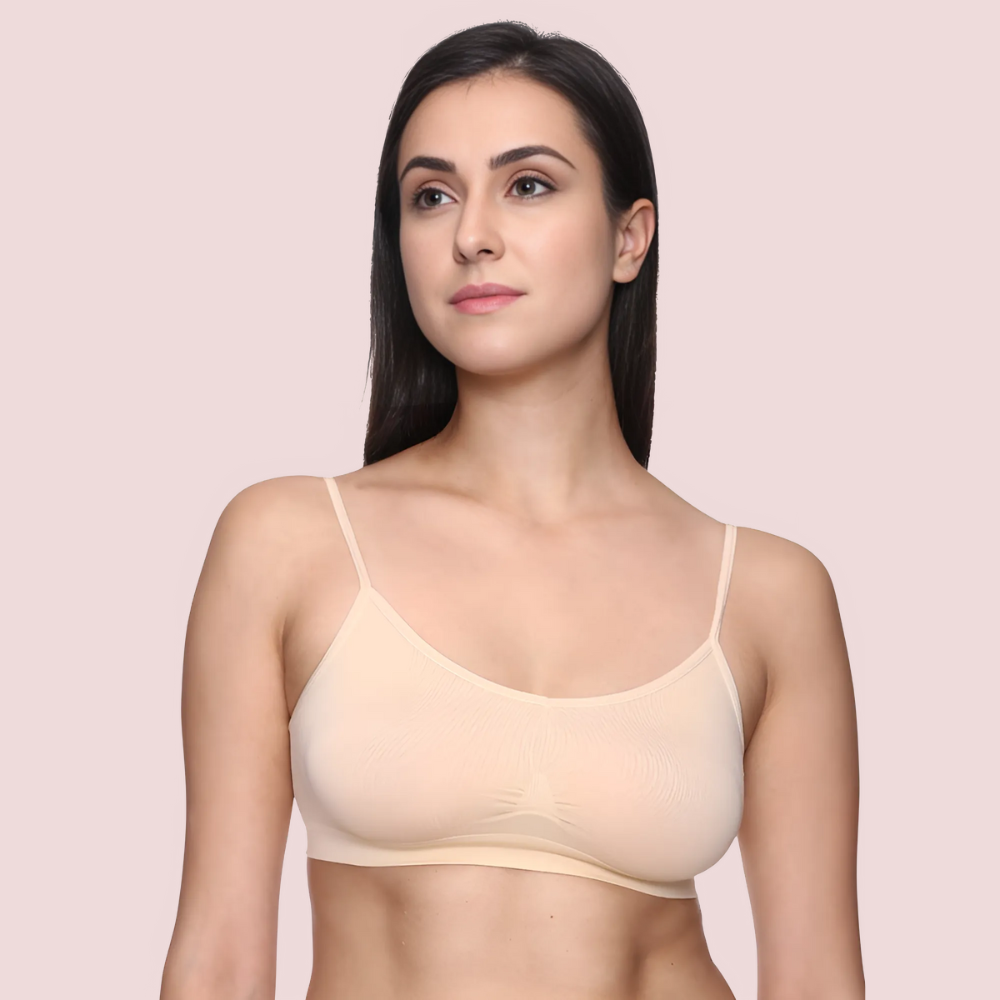 "Comfort" Beige Thin Straps Sports Bra
