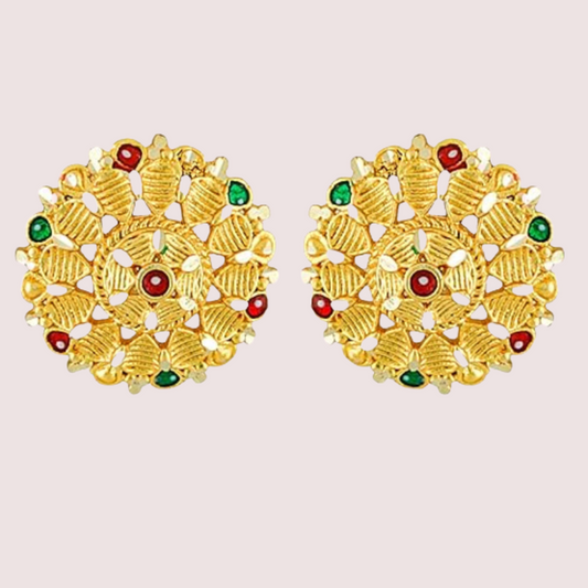 Pack of 2 Gold Finish Traditional Earrings Set for Women