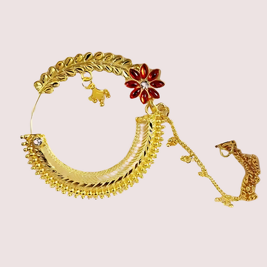 Classic Gold Plated Round Nath from Uttarakhand