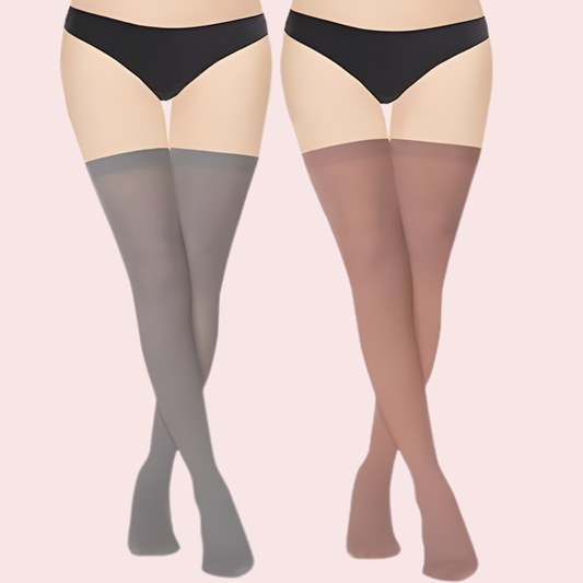 Classic Sheer Stockings – Pack of 2 (Grey & Nude Shades)