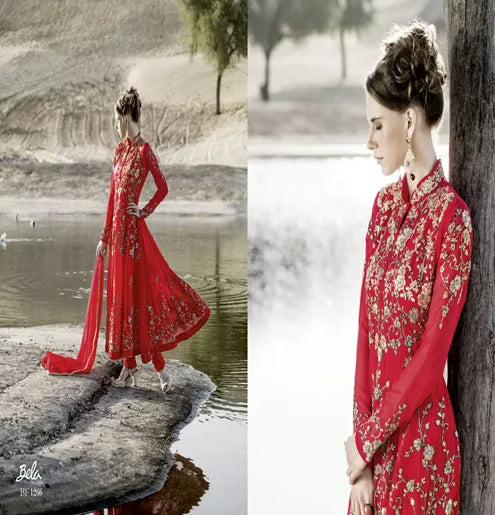 Mizzoli Red Georgette Anarkali  Suit