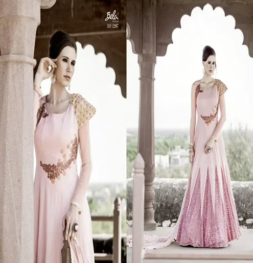 Mizzoli  Pink Poly Viscos Net Anarkali  Suit