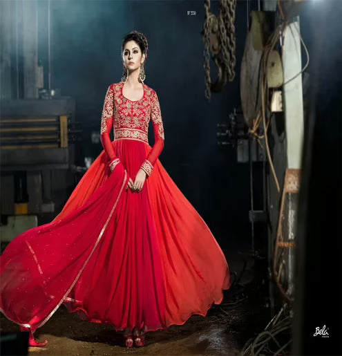 Mizzoli Red  Duplan & Georgette Anarkali Suit