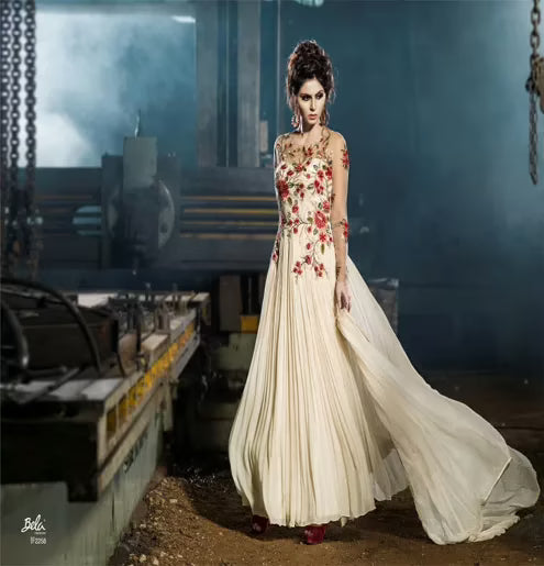 Mizzoli White Chiffon Net Anarkali  Suit