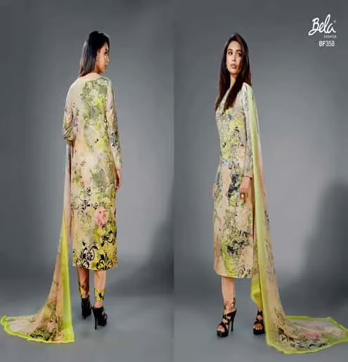 Mizzoli Multi Colour Crape Silk Straight Suit