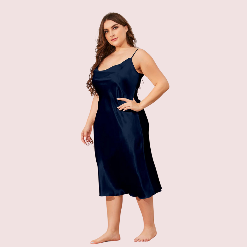 Glamour Satin Cowl Dress – Plus Size