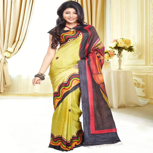 Original Modern Art Hand Painting Silk Saree