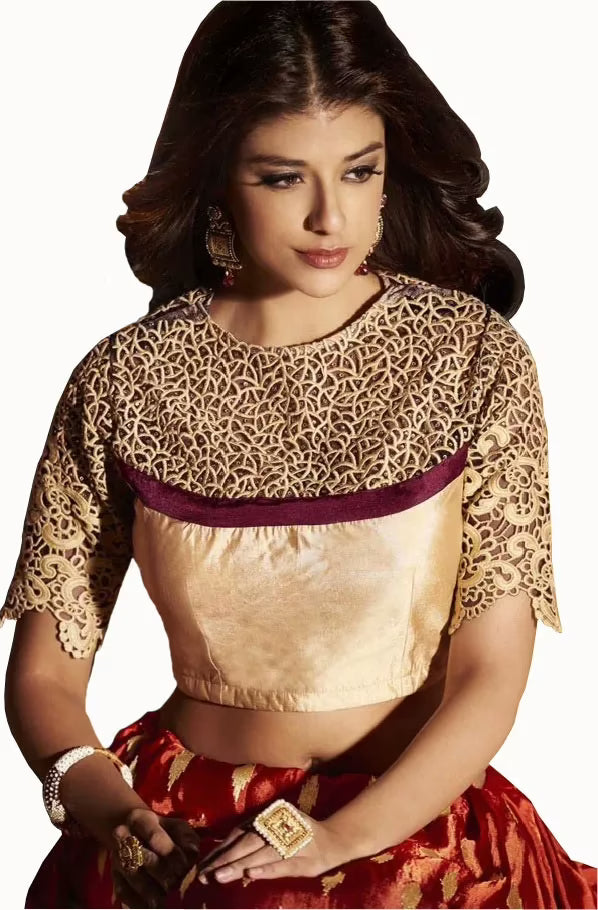 Club Art Decor Designer Maroon Saree With Pure Natural Fabrics