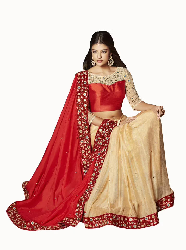 Club Art Decor Designer Red Saree With Pure Natural Fabrics