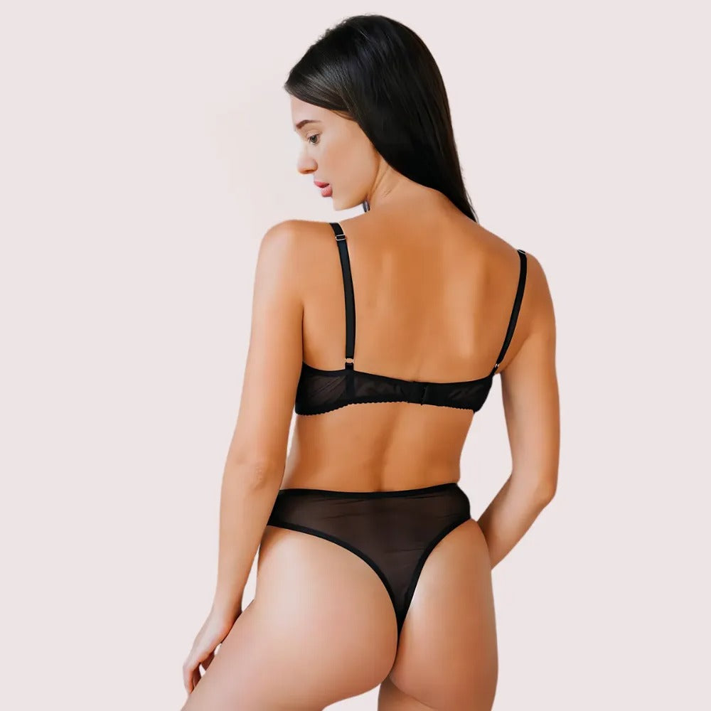 Ruby Whisper See-Through Bra & Thong Set