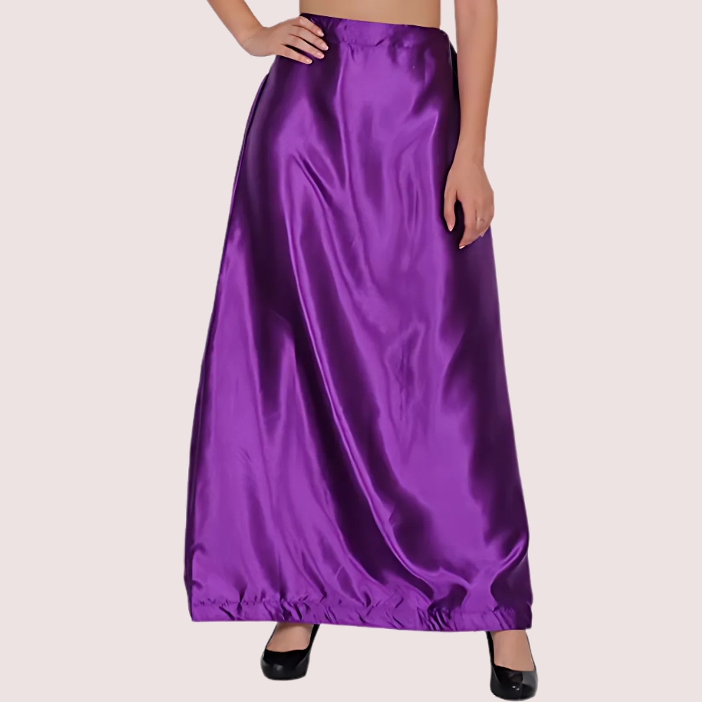 Ladies Glossy silk Underskirt Combo Pack of 2 Orange Purple.
