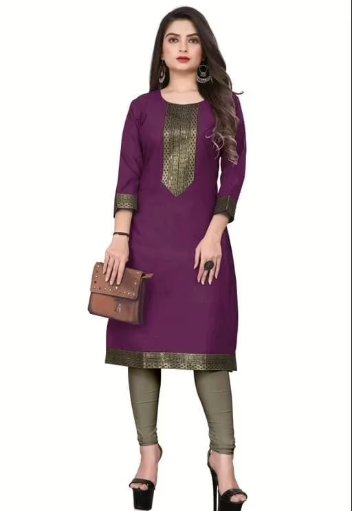Aagyeyi Petite Purple Three Quarter Sleeves Kurtis