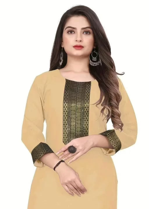 Aagyeyi Petite Brown Three Quarter Sleeves Kurtis