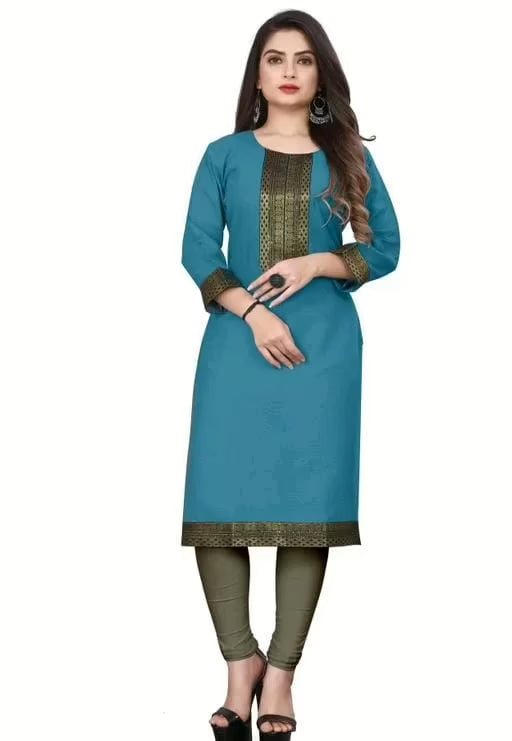 Aagyeyi Petite Three Quarter Sleeves Blue Kurtis