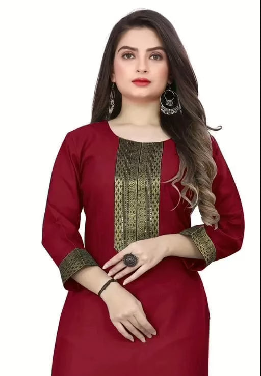 Aagyeyi Marron Petite Three Quarter Sleeves Kurtis