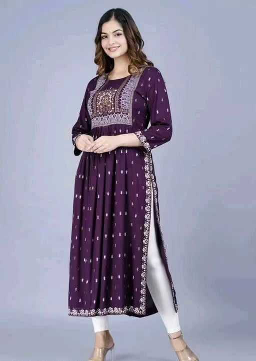Kashvi Sensational Purple Embroidered Printed Kurtis