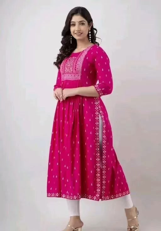 Kashvi Pink Embroidered Printed Kurtis