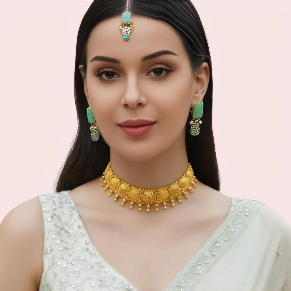 Regal Heritage Gold Plated Bridal Choker Necklace Set