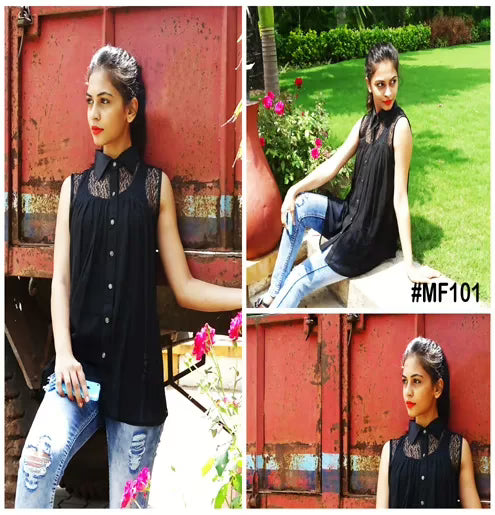 Mizzoli Z black Gorgette Top