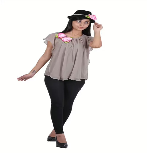 Mizzoli Gray Viscose Semi Gorgette Tunic Top