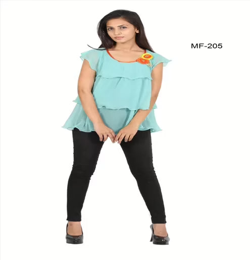 Mizzoli Dusty Rama Viscose Semi Gorgette Tunic Top