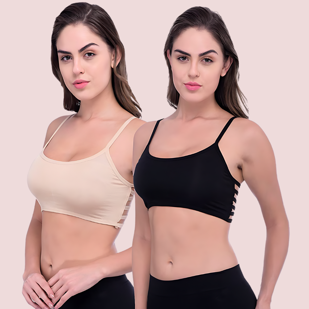 "Sexy" Pack Of 2 Sexy Back Stripe Bralette Bra
