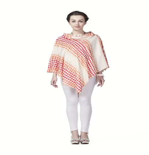 Radiation Safe-House of Napius-Checker Poncho Red Cowl Neck Tunic