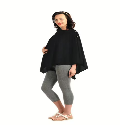Radiation Safe-House of Napius-Checker Poncho Black Cowl Neck Tunic