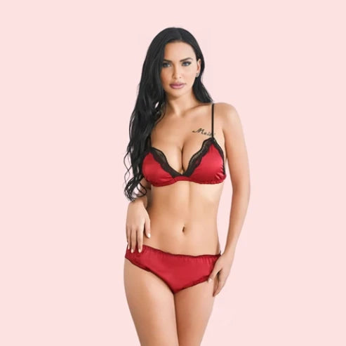 French Daina Luxury Silk satin bra set