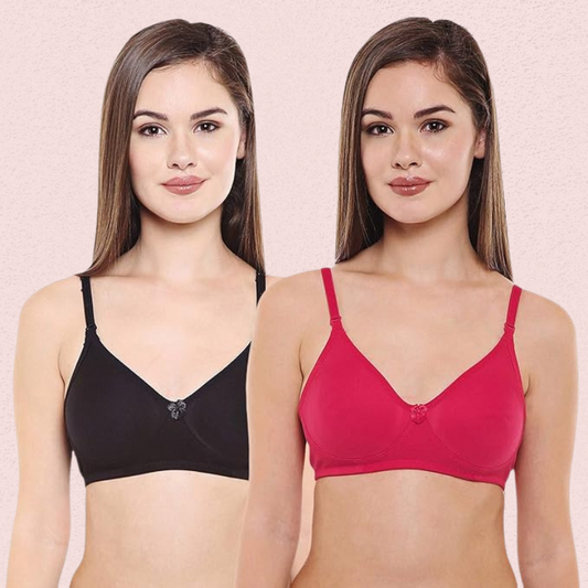 Women’s Cotton Non-Padded Seamless Bra Set (Pack of 2)