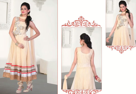 Pazaar Kaanchi Papaya-Whip Yellow Embroidered Anarkali Salwar Kameez