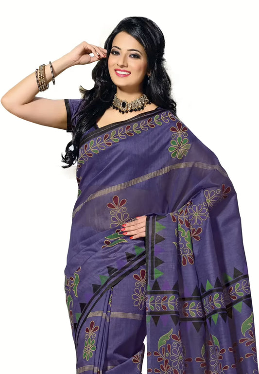 Cotton Bazaar Blue Cotton Print Saree