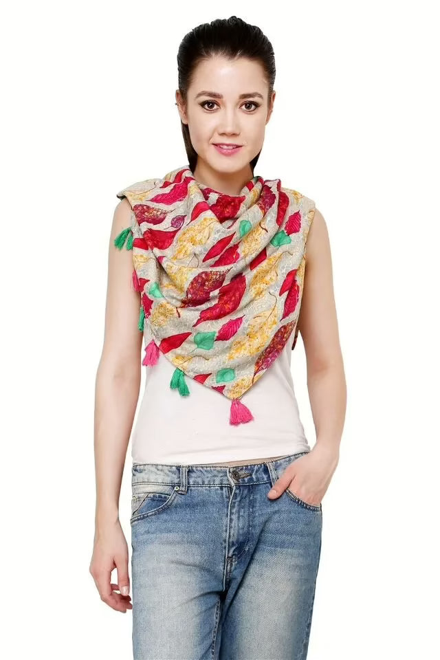 Uniscarf Pink leaf Modal Stole for women