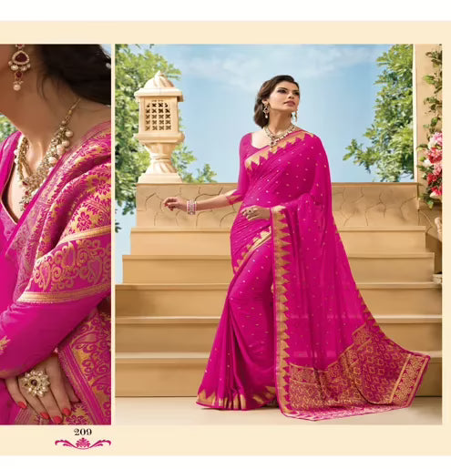 Sakshi Magnificient Pink Color Saree