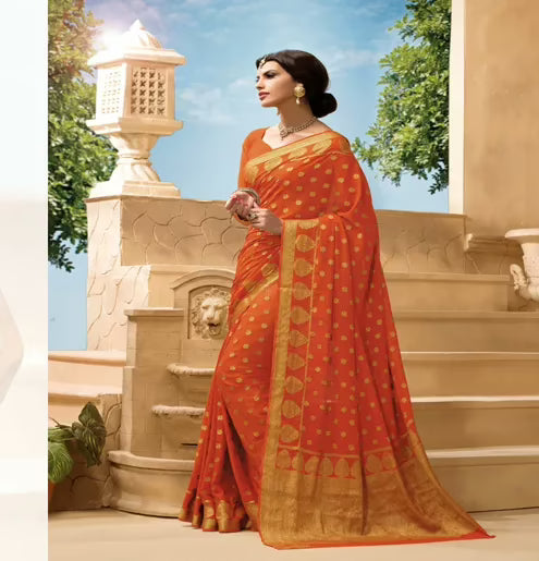 Sakshi Orange Color Crepe Silk Saree
