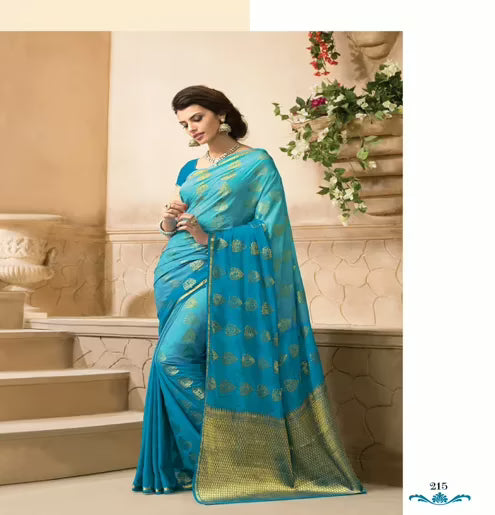 Sakshi Light Blue Color Crepe Silk Saree