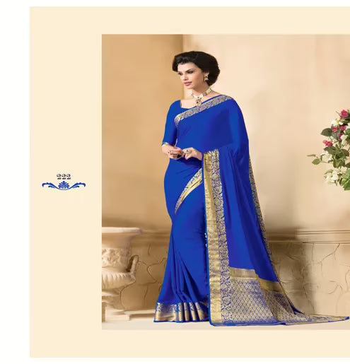 Sakshi Navy Blue Color Crepe Silk Saree
