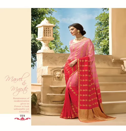 Sakshi Orange Color Crepe Silk Saree