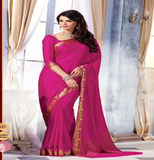 Sindoor Burgandy Color Crepe Silk Saree