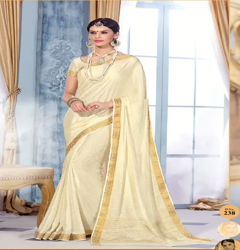 Sindoor Off White Color Crepe Silk Saree